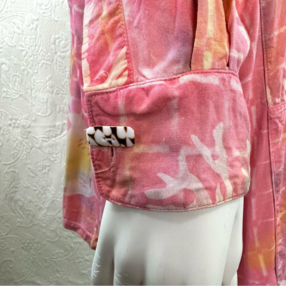 Paul M Ropp 70s VTG Oversized Batik Button Down Fish Tunic - Picture 10 of 15
